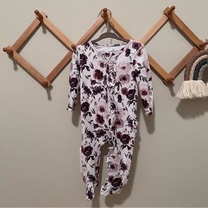 Caden Lane Baby purple rose footie